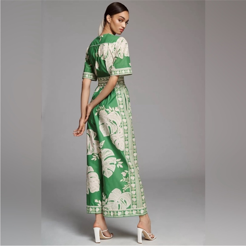 Farm Rio green monstera wide print jumpsuit - Picture 2 of 11